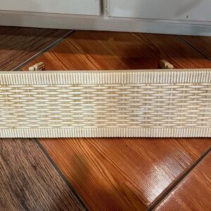 Mid Century Faux Wicker Look Wall Shelf~Display~ 1970s beige